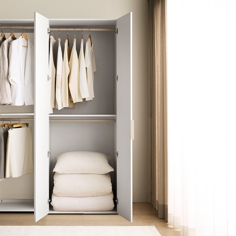 까사미아 뉴로브 에센셜 드레스룸 단독형 800x618x2150mm, 짧은옷장, 라이트그레이