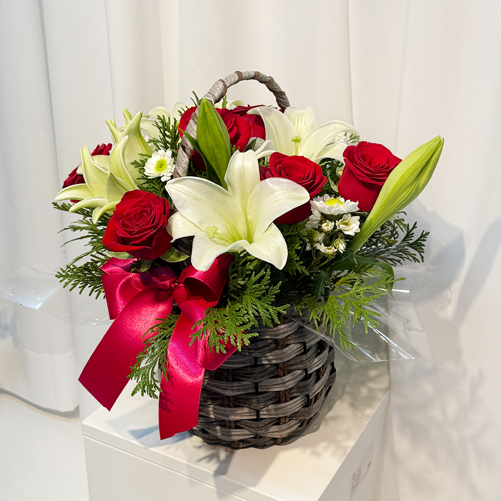 충남 천안 백합 장미 꽃바구니 플라워 생화 생일 기념일 발렌타인데이 축하 감사 전국꽃배달