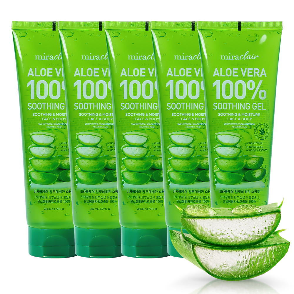 순도100% 수분가득 무알콜 수딩젤 고보습 진정 쿨링겔 알로에베라, 260ml, 5개 - 상품 이미지