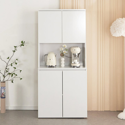 주방 수납장 화이트 렌지대 키큰 수납장 4도어 도어형 정리장 전자레인지 밥솥장 팬트리 수납장