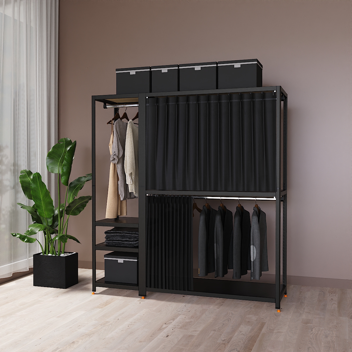 데키리 시스템행거 조립식 옷장 스탠드 드레스룸 옷걸이 행거 4003001800 3단 - 상세 이미지 2