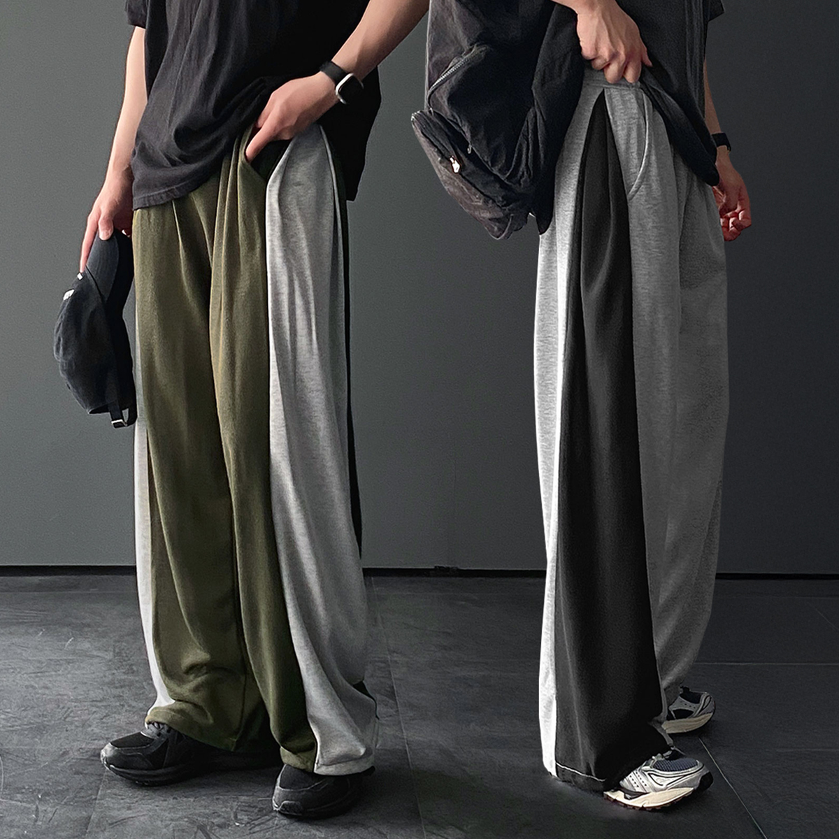 1+1 스웻팬츠 벌룬팬츠 남자와이드팬츠 통바지 - 상품 이미지