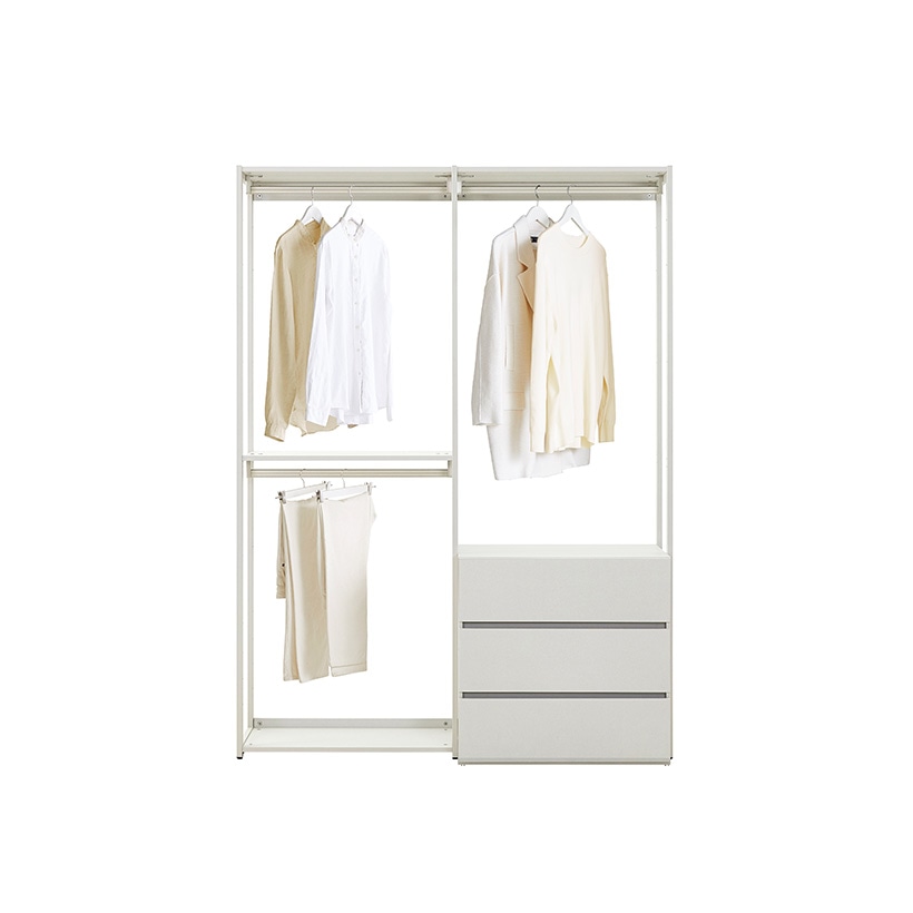 까사미아 뉴로브 에센셜 드레스룸 1580x535x2150mm, 서랍형, 라이트그레이