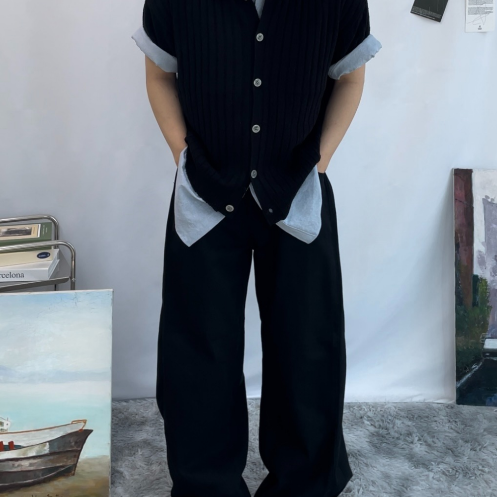 남자여름옷 루즈핏 카라 반팔가디건 - 상세 이미지 3