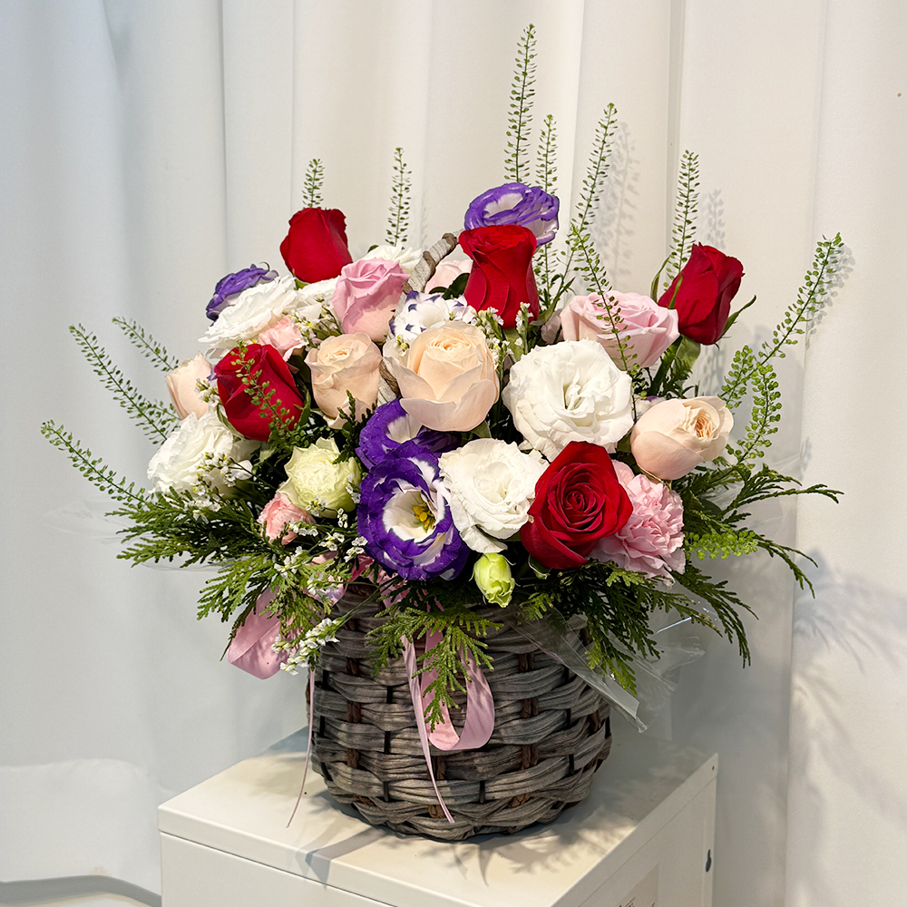 충남 아산 혼합 장미 꽃바구니 플라워 생화 생일 기념일 발렌타인데이 축하 감사 전국꽃배달