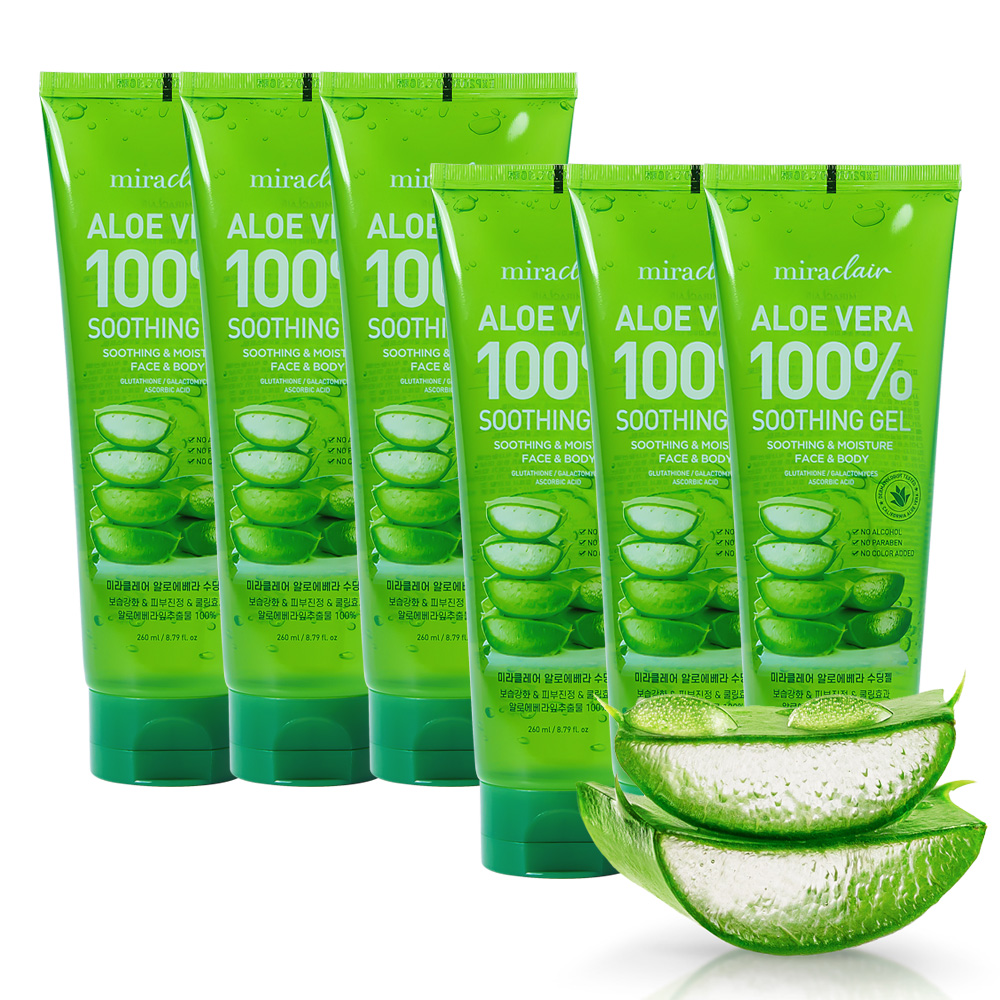 순도100% 수분가득 무알콜 수딩젤 고보습 진정 쿨링겔 알로에베라, 260ml, 6개 - 상품 이미지