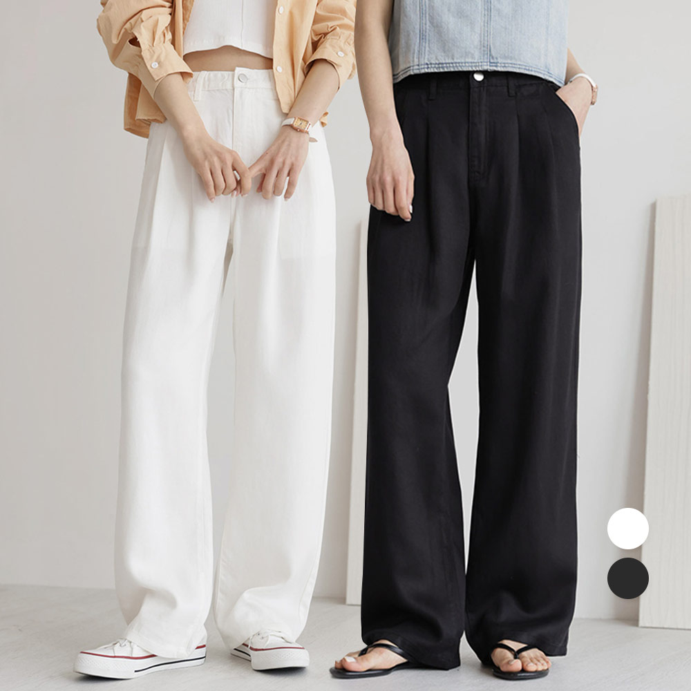 [썸쿨진No.10] 리오셀 투핀턱 와이드 팬츠_264495 - 상품 이미지