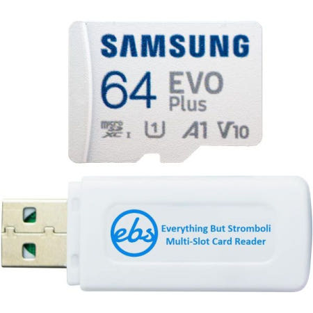 [해외]삼성 휴대폰용 64GB 마이크로 SDXC EVO+ 플러스 메모리 카드, 갤럭시 S20 팬 에디션 2022, A53 5G 휴대폰(MB-MC64KA) 번들, 스트롬볼리 SD 및