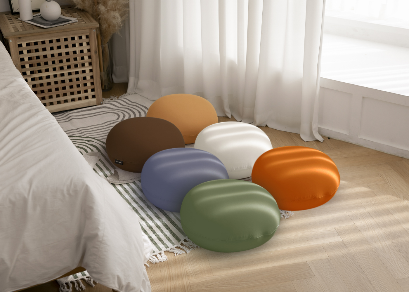 아르셰 모찌 원형 소파쿠션 38x34cm 인테리어 베개 스툴