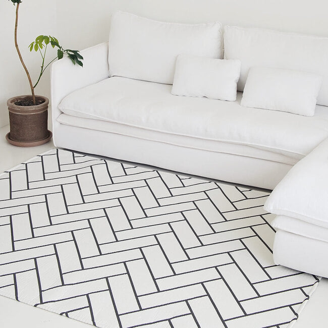 국산 여름 거실패드 특대형 카페트 시원한 시어서커 북유럽 바닥패드 아이보리, 150x200cm