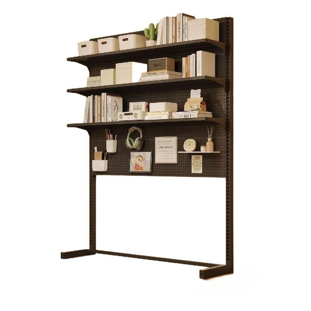 철제 타공판보드 스탠드 책상 책 물건 정리 선반 블랙 75x37x165cm 2단 선반