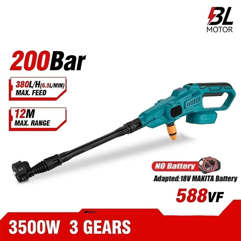 250Bar 3500W 고압 세차건 6 in 1 21V 18V 배터리 무선 충전식 세차총 - 상품 이미지