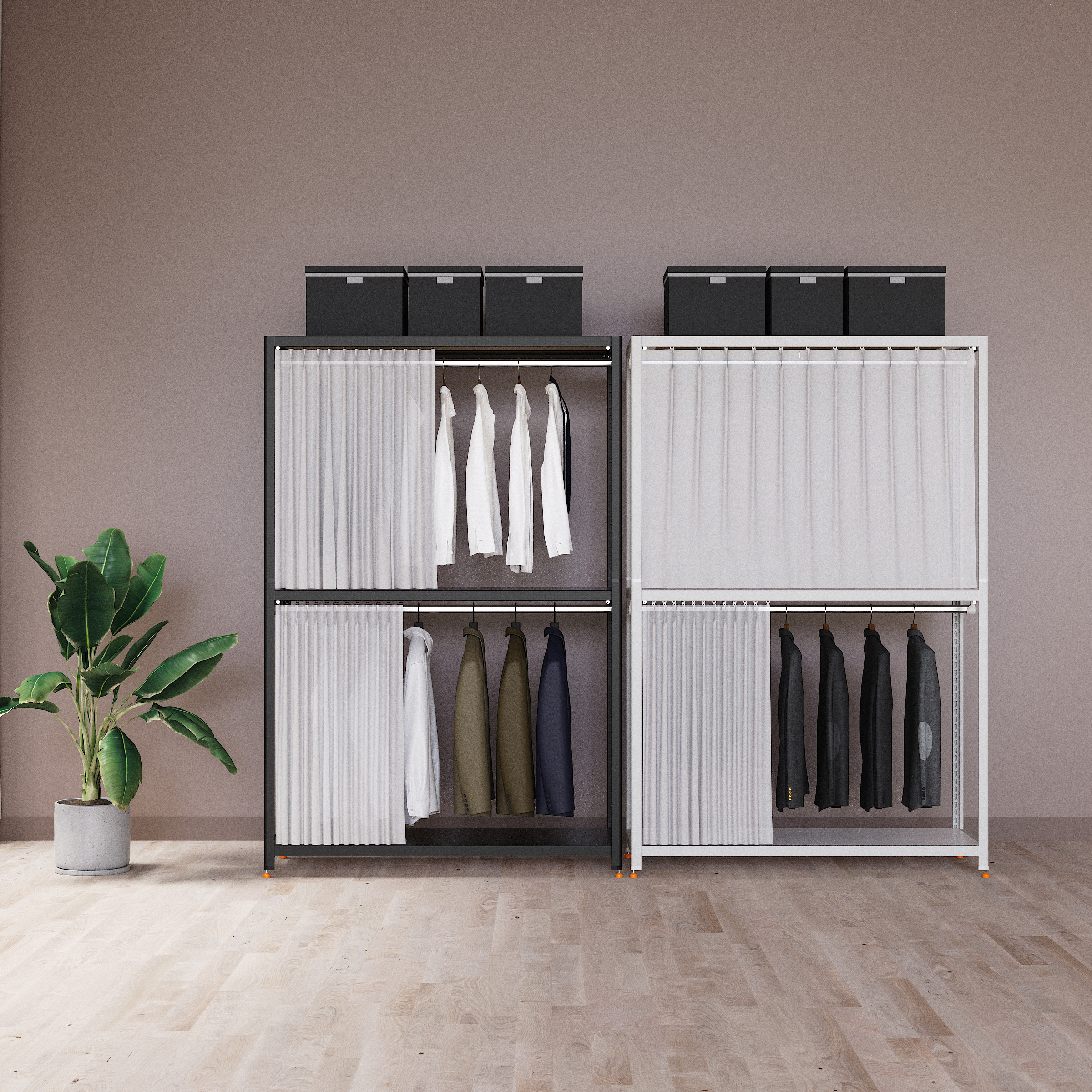 데키리 시스템행거 조립식 옷장 스탠드 드레스룸 옷걸이 행거 4003001800 3단