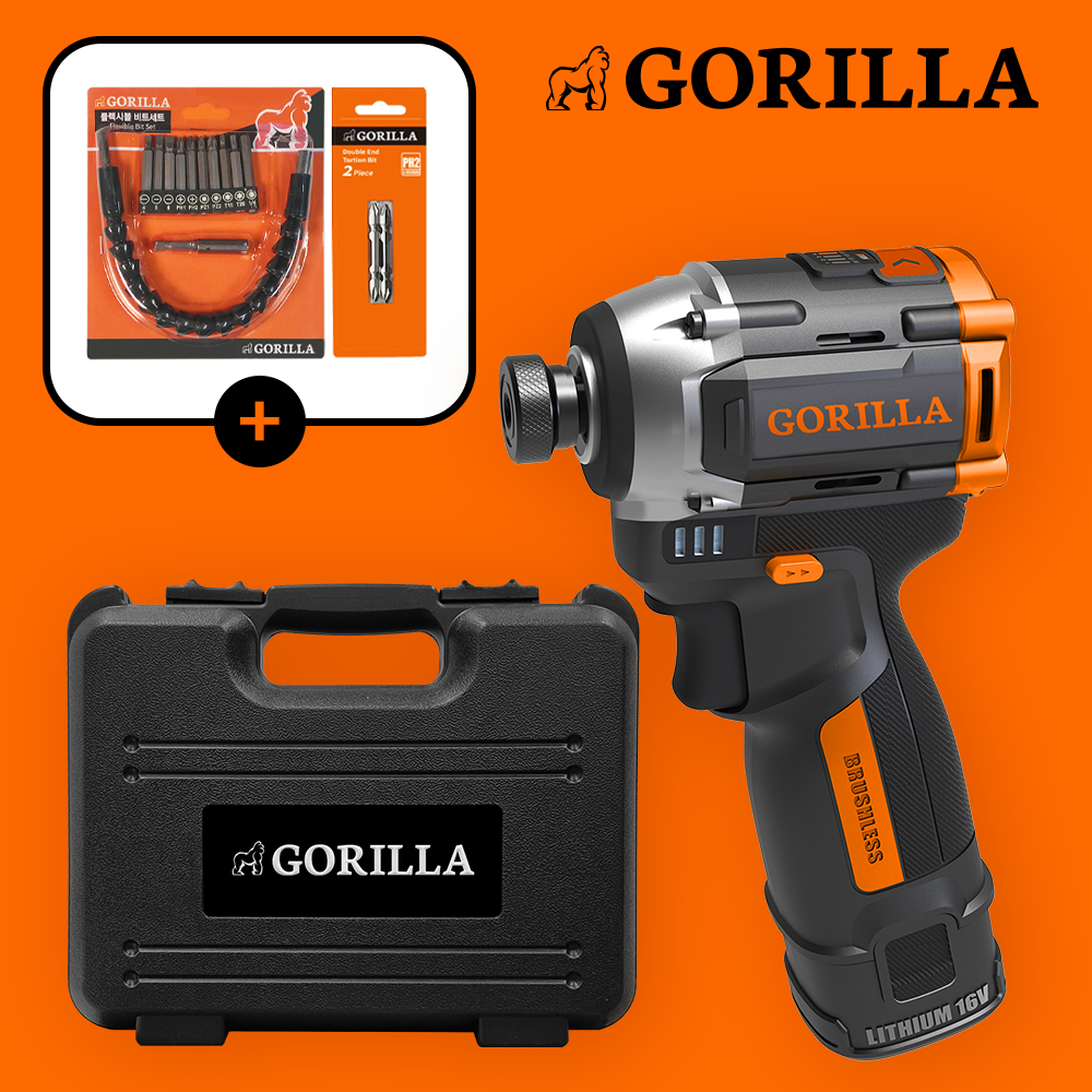 고릴라 16V 충전 전동 임팩트 드라이버 GO16R 배터리1개 세트