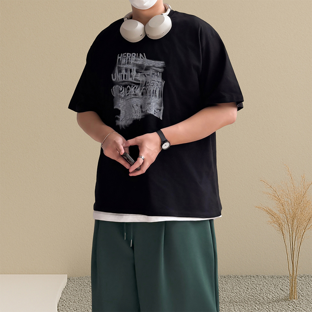 1+1 남자빅사이즈반팔티 20수반팔티 쿨티 - 상품 이미지