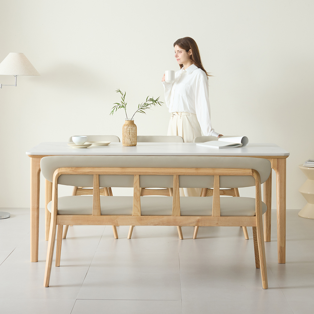 아르코 포세린 양면 세라믹 50R 애쉬 원목 4인용 식탁 테이블 1600