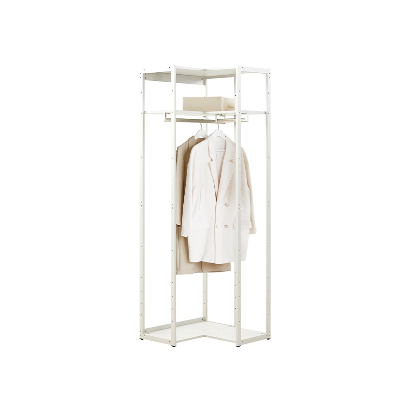 까사미아 뉴로브 에센셜 드레스룸 단독형 750x618x2150mm, 긴옷코너행거형, 라이트그레이