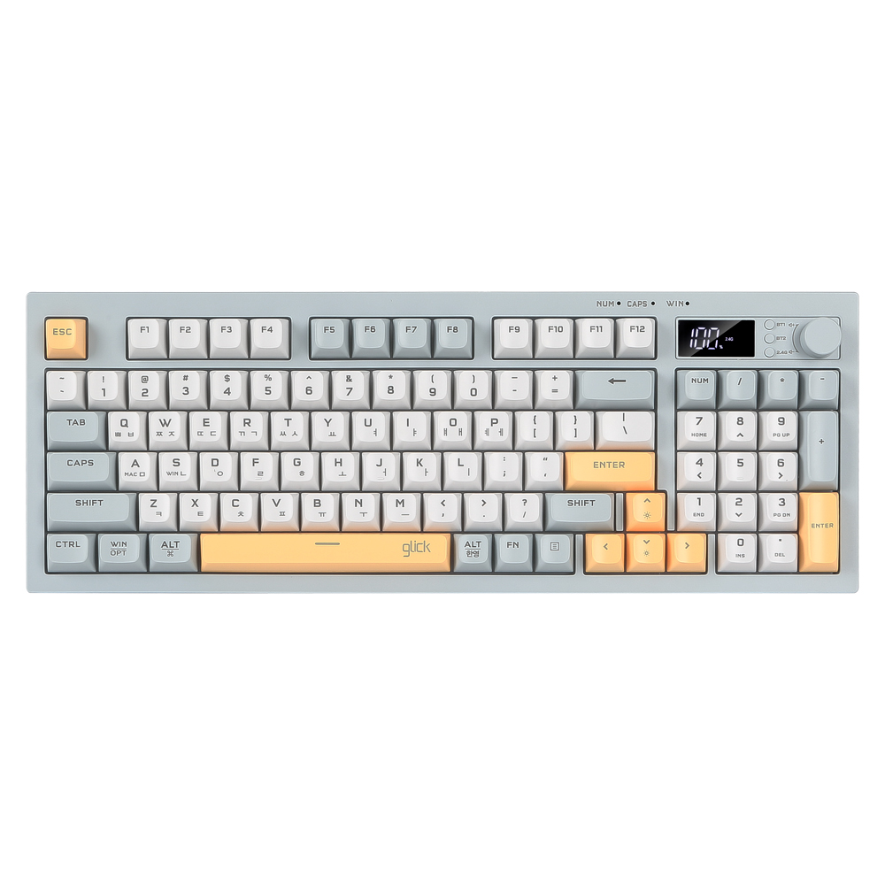 지클릭커 오피스프로 WK50 사일런스 M RGB 풀윤활 무소음 방수 무선 블루투스 LCD 키보드 Navy Blue RC1 94키 - 상품 이미지