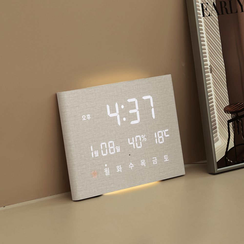 오아 모던 LED 벽시계 온습도 무소음 인테리어 거실 무타공 벽걸이 원형 29cm 시계
