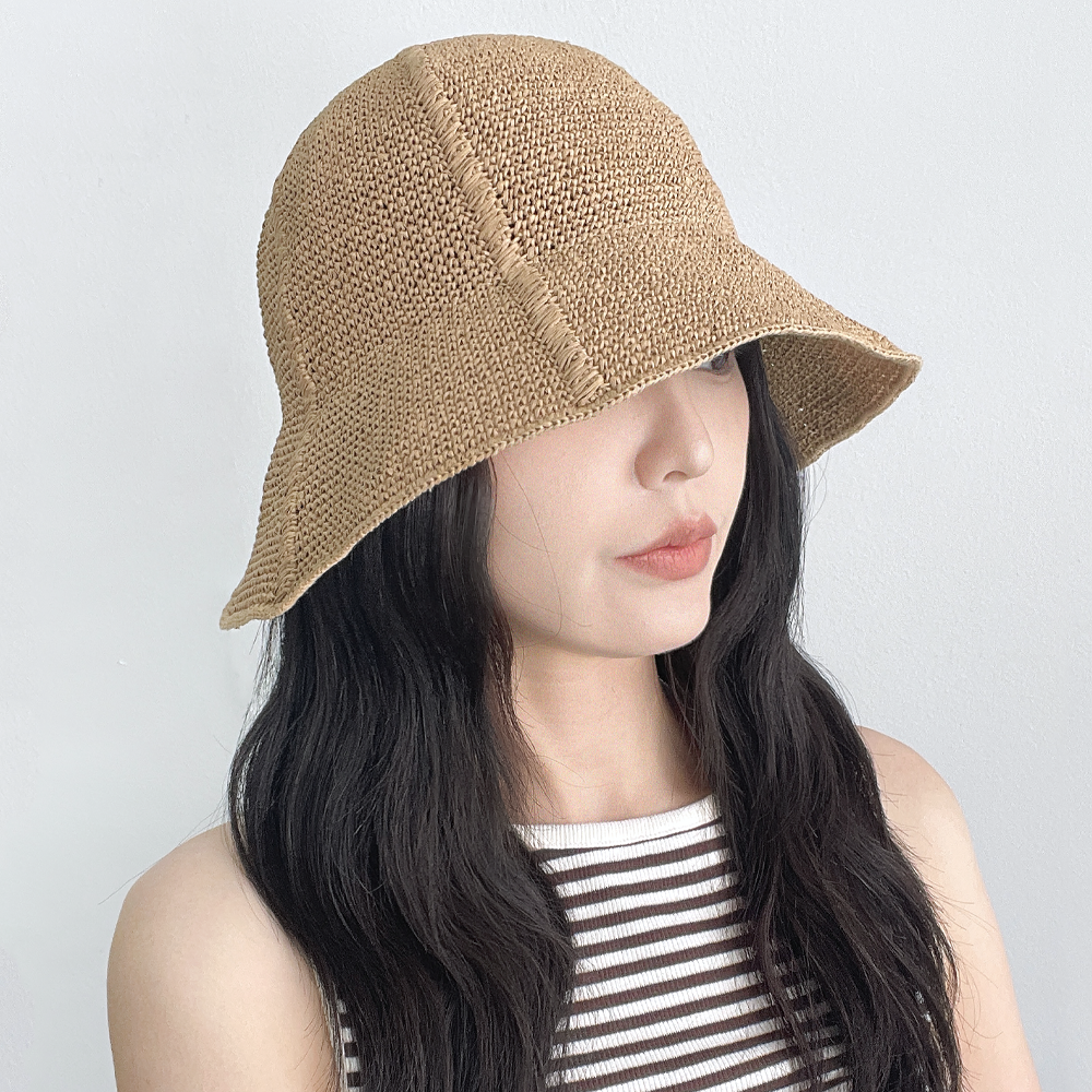 프리미엄 지사 버킷햇 챙넓은 햇빛차단 여성 여름 휴양지 밀짚모자 - 상세 이미지 2