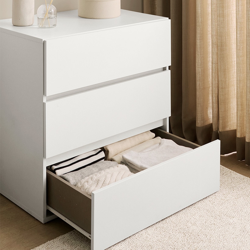 까사미아 뉴로브 에센셜 드레스룸 서랍장 758x515x754mm, 3단, 라이트그레이