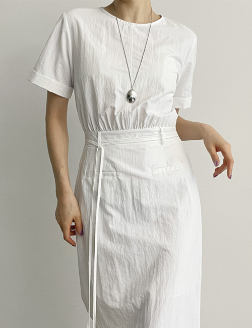 미드 H라인 나일론 롱원피스 [3color]