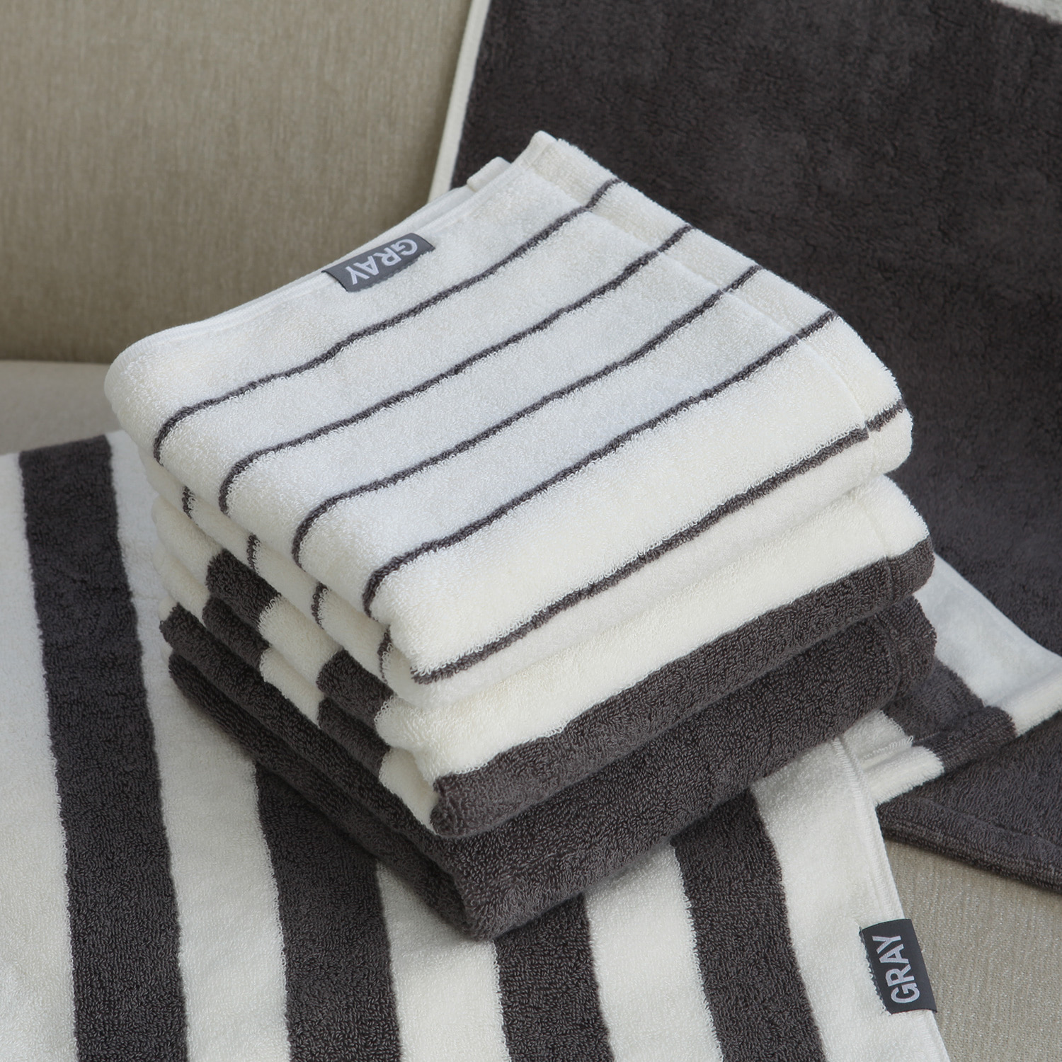 기라로쉬 호텔 체스 체크 두꺼운 뱀부 선염 타월 수건 180g (4매) 이미지 7