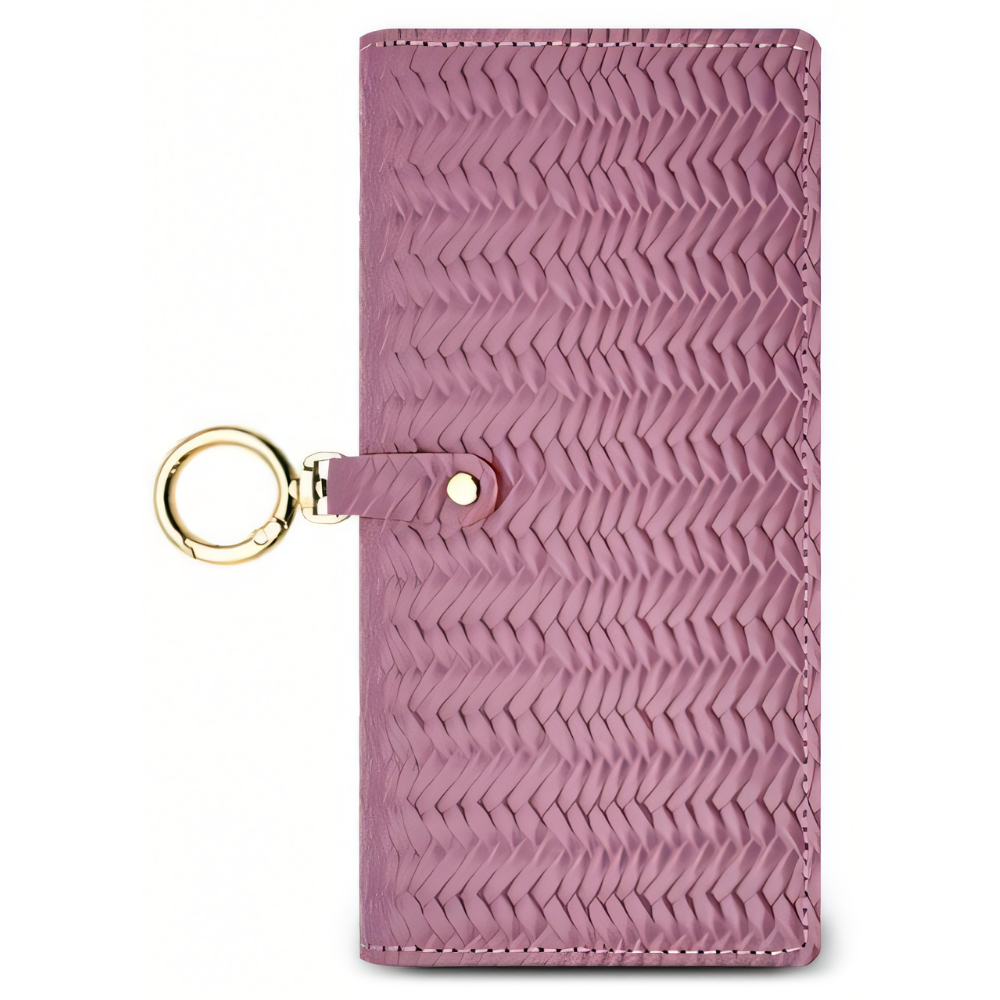 라키 천연 소가죽 플립형 지갑 케이스 퍼플, 갤럭시A9프로