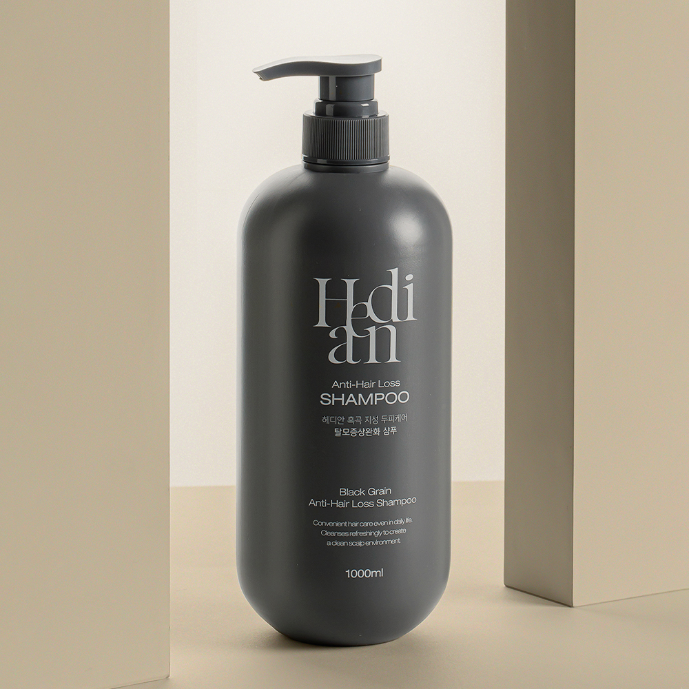 헤디안 흑곡 지성 탈모 샴푸 1L 2개 두피케어 대용량 검은콩 블랙빈 정수리 지성 남자 여자 약산 이미지 4
