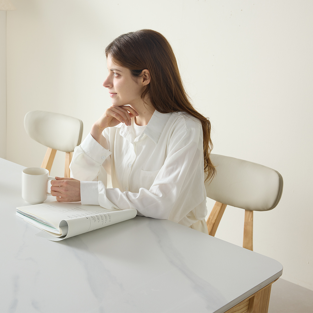 아르코 포세린 양면 세라믹 50R 애쉬 원목 4인용 식탁 테이블 1600