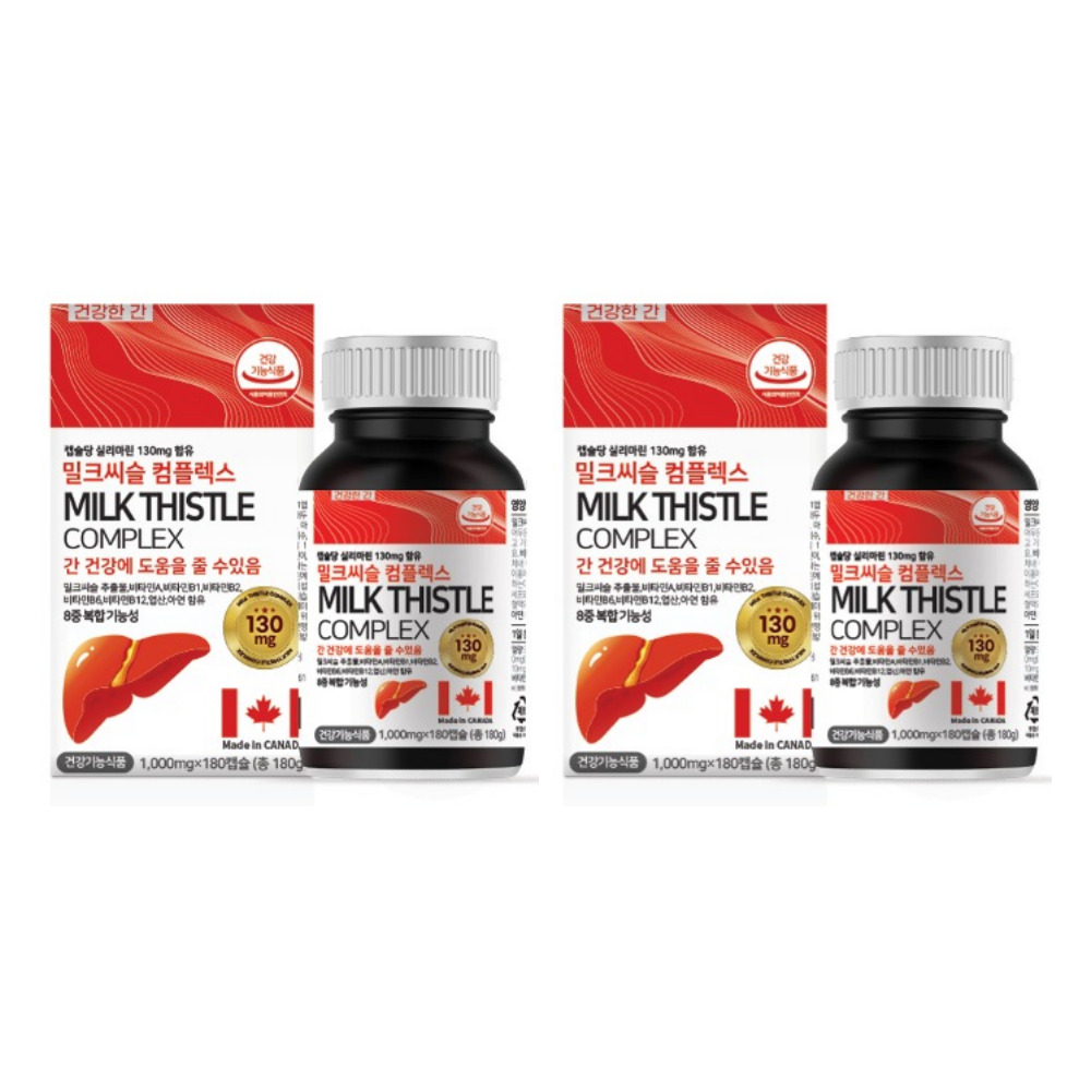 힐링팩토리 밀크씨슬 컴플렉스 간 건강관리 영양 보충 씨르마린 1000mg 180캡슐, 2개 - 상품 이미지