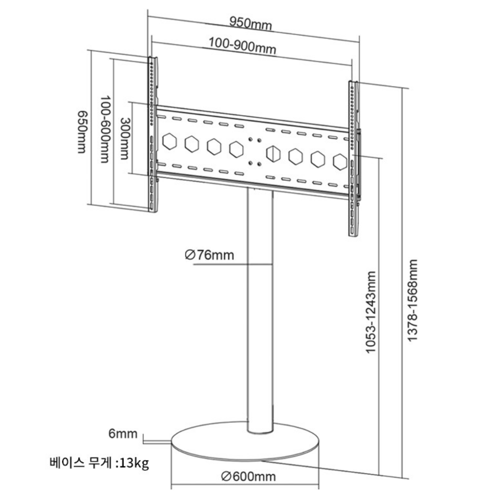 티비거치대 TV스탠드 거치대 219cm(86인치) 189cm(75인치)  LG 삼성 호환 - 상세 이미지 5