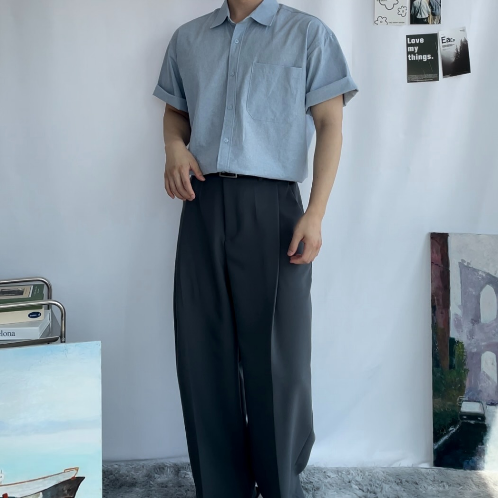 남자피그먼트셔츠 워싱코튼 오버핏 셔츠남방 - 상세 이미지 4