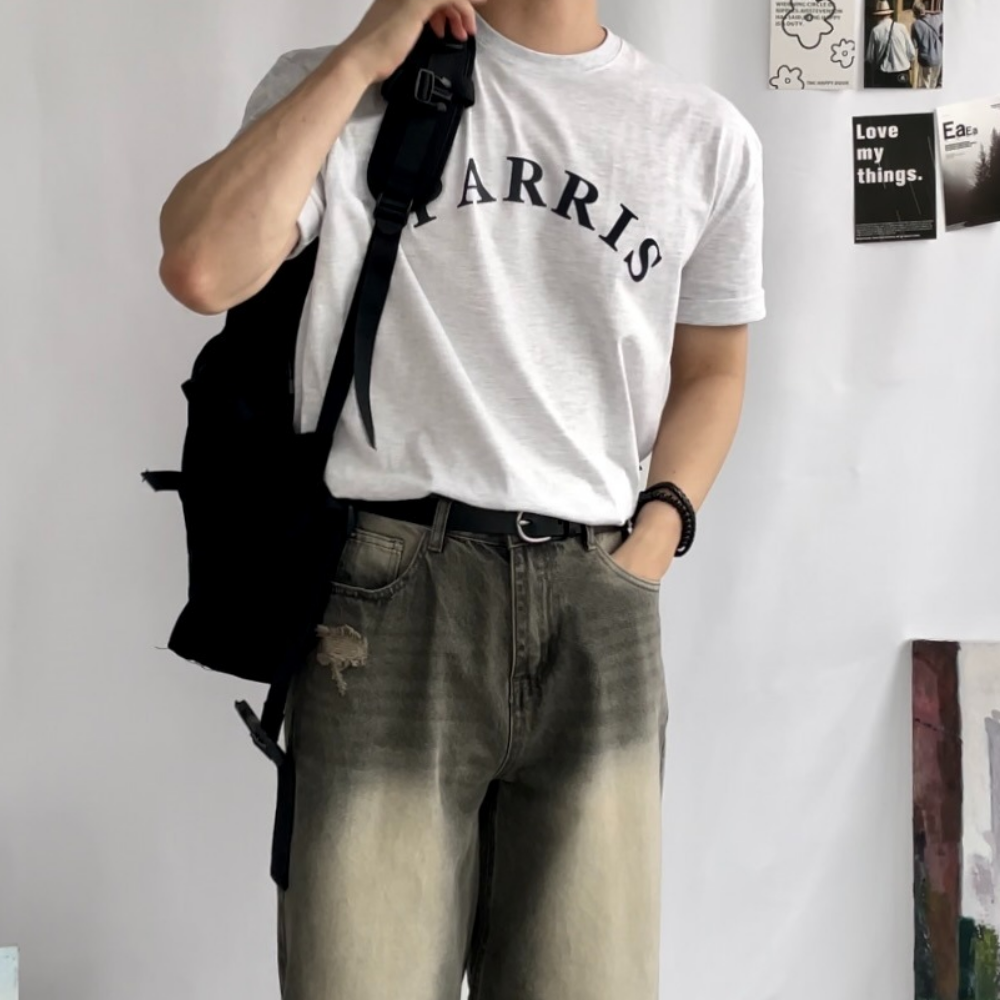 남성머슬핏반팔 레터링티셔츠 여름티셔츠 - 상품 이미지