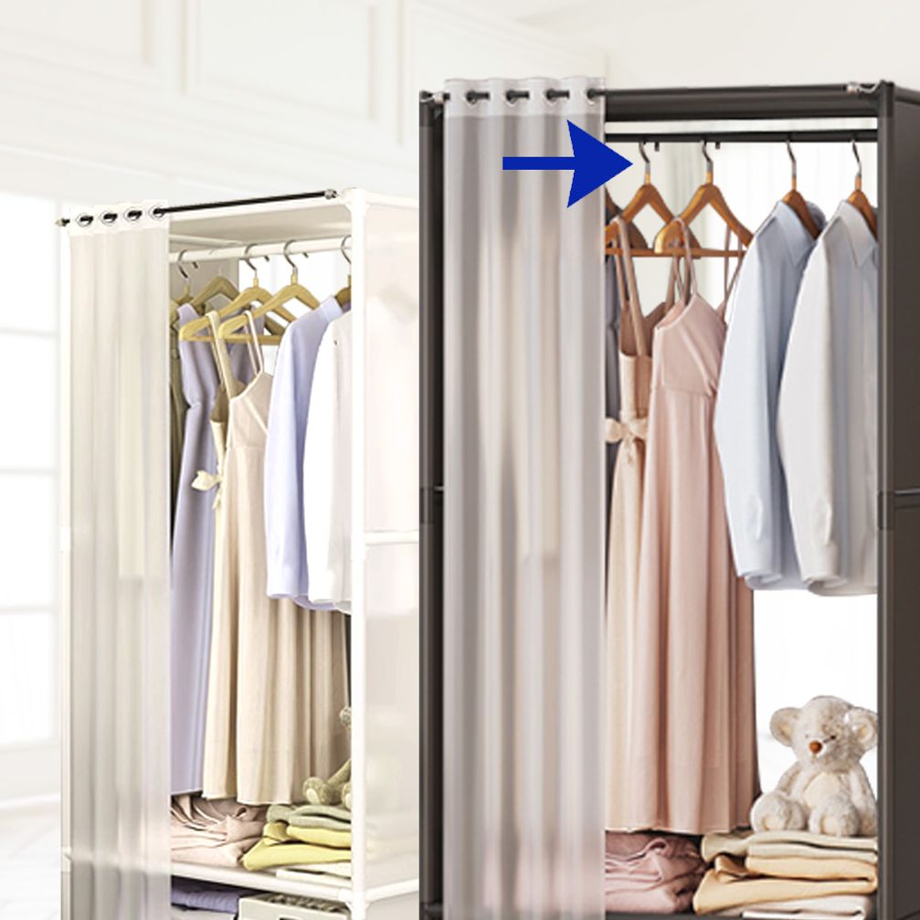 간편 조립 드레스룸 옷장 1인 키큰장 커튼 미니 시스템 행거 스탠드 옷걸이 이불장 - 상품 이미지