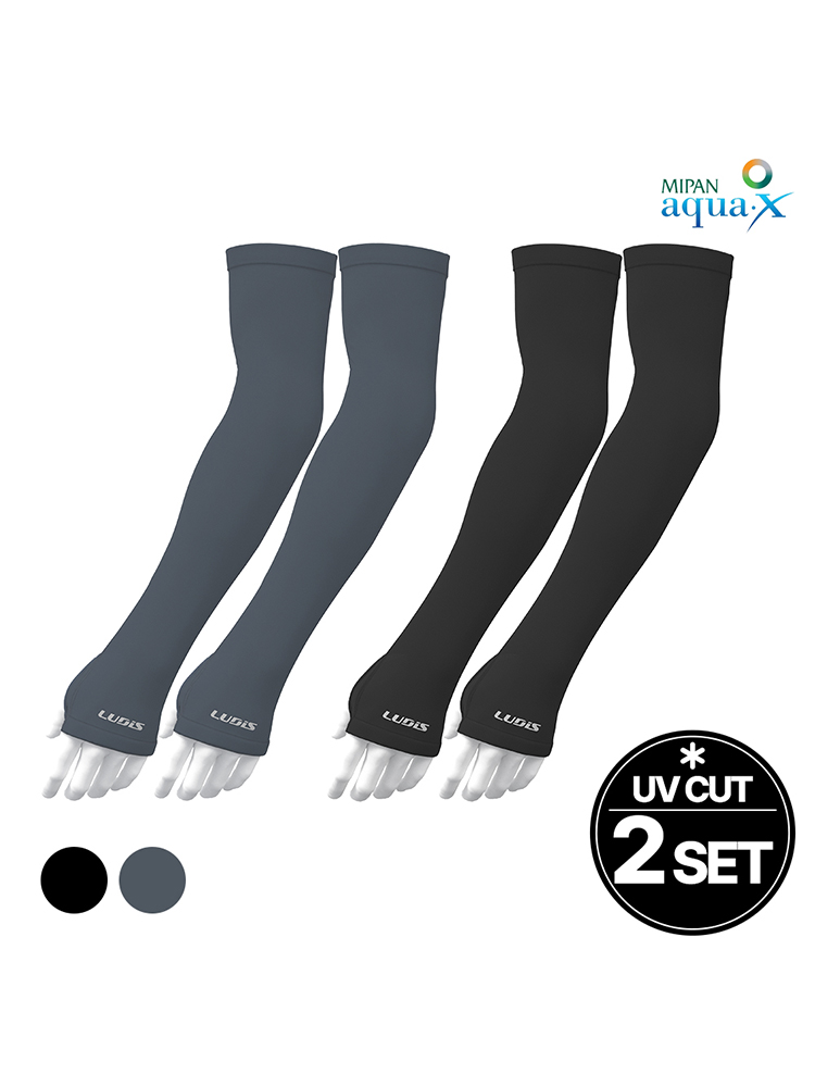 루디스 아웃도어 에어플로우 UV차단 쿨 손등커버형 팔토시 2SET black, S