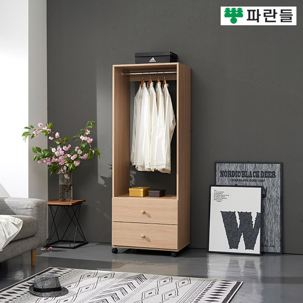 파란들가구 600 서랍 고정/이동식행거 이동옷장 드레스룸 행거 - 상세 이미지 2