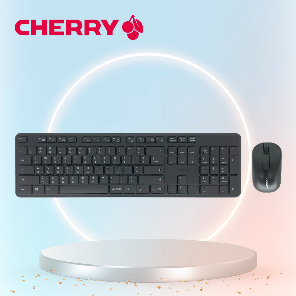 [국내정발] 체리 무소음 사무실 무선 키보드 마우스 세트 DW2300 블랙