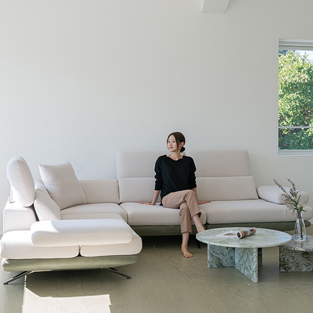 헨지디자인 라파엘 리프트 4인 코너형 매버릭 패브릭소파 홈카페 신혼가구