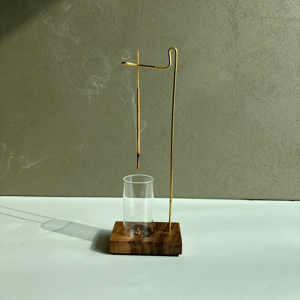 유리 인센스 홀더 향받침대 향꽂이 우드 스틱 버너