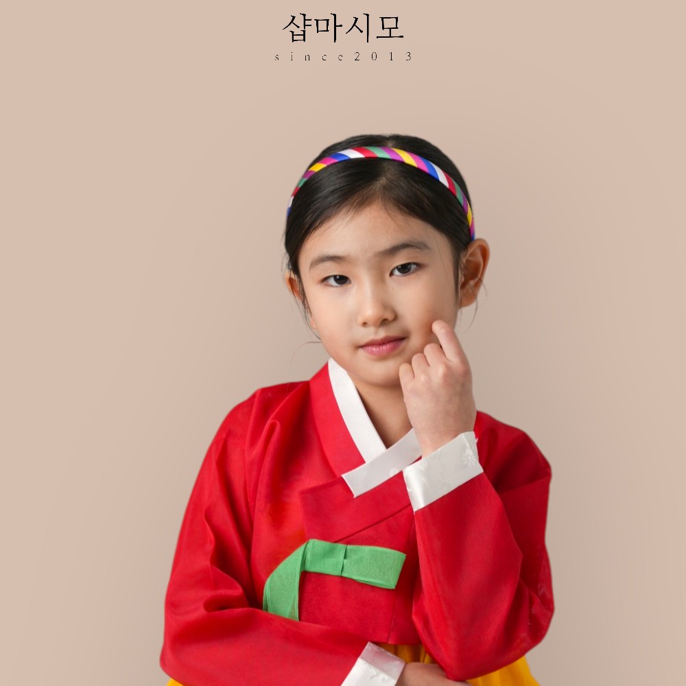 색동 머리띠 오방색 한복 유아동 여아 머리장식 전통 한복소품 - 상세 이미지 3