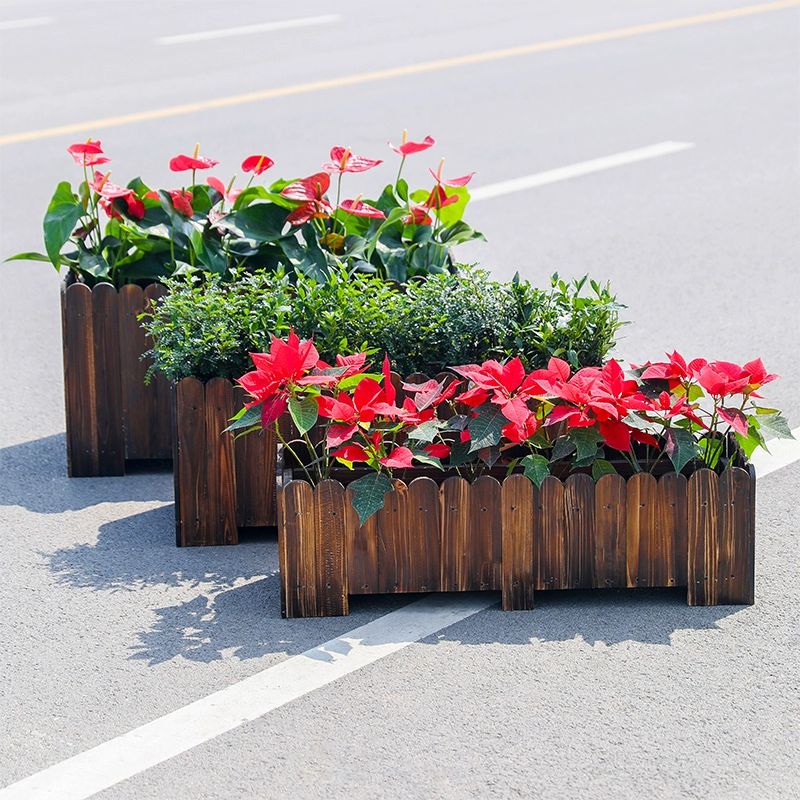 방부목화분 플랜트박스 베란다 대형 테라스 파티션 탄화색 목재 22x20x20 탄화색 두꺼운 - 상품 이미지