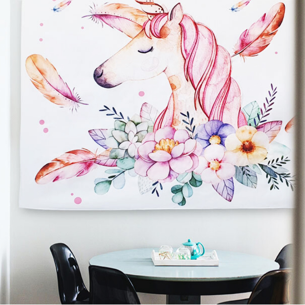 벽장식 포스터 아이방 꾸미기 패브릭 유니콘 그림 인테리어 가림천 테피스 트리 액자 현관