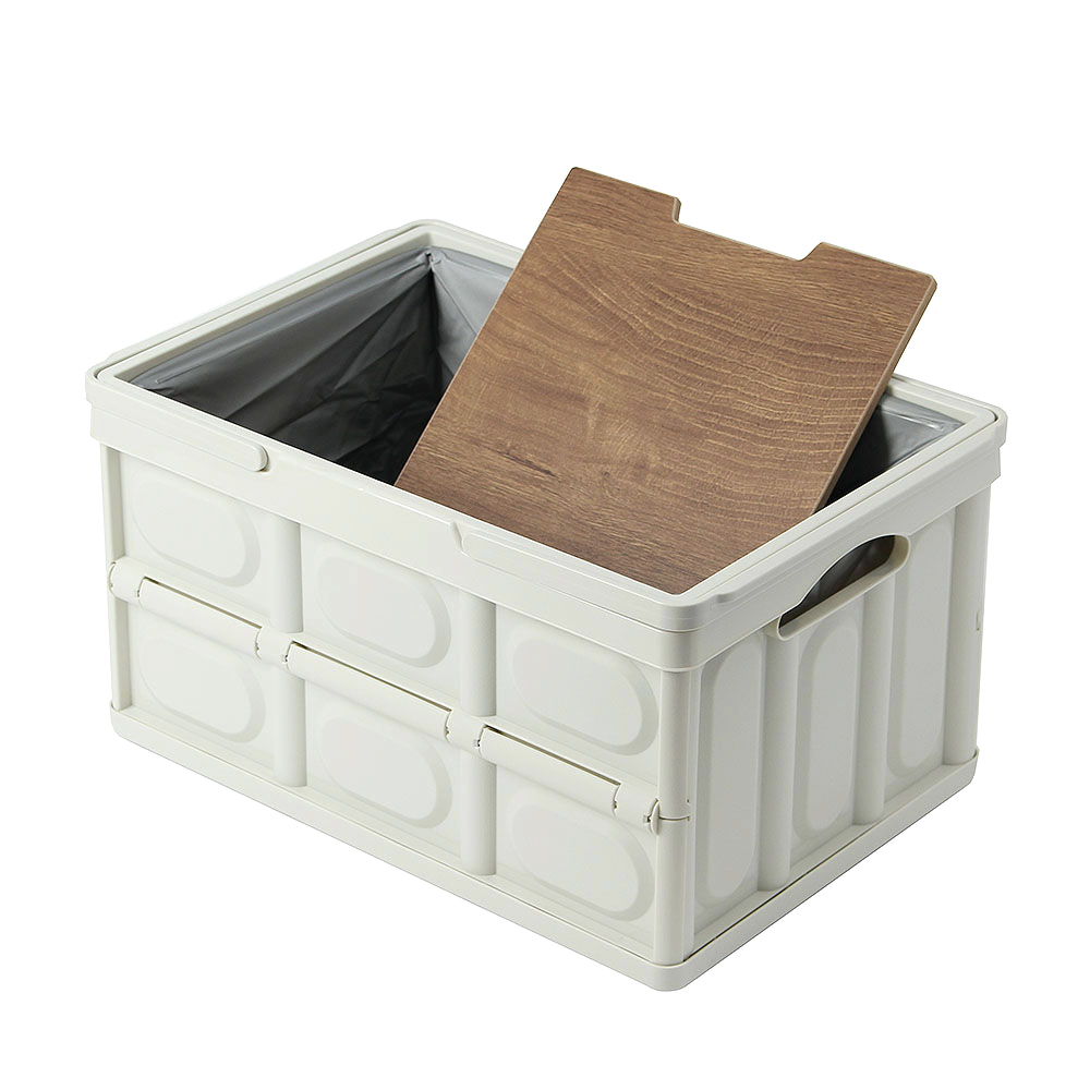 30L 마이원픽 캠핑 폴딩 박스 아이보리 접이식 수납 상자 바구니 바스켓 수납함 - 상품 이미지