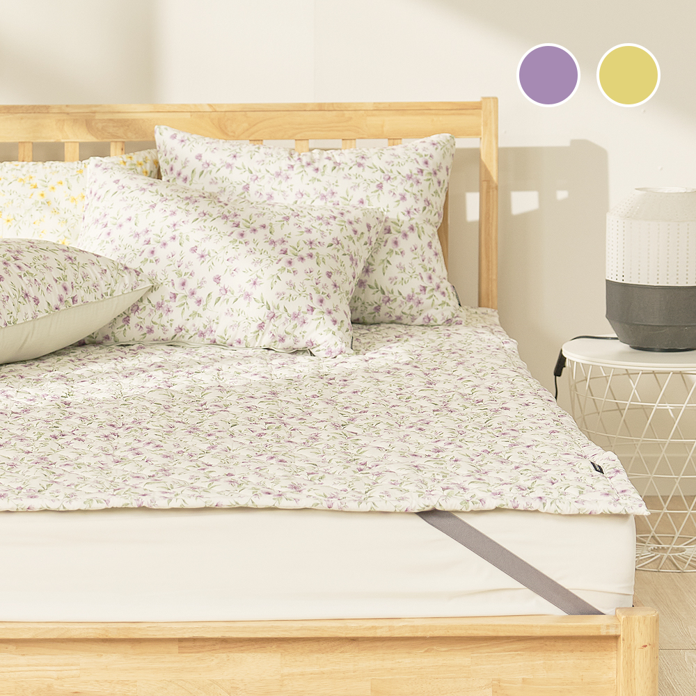 국내 생산 알러지케어 텐셀 100 플라워 사계절 누빔 매트리스 침대 패드 SS Q