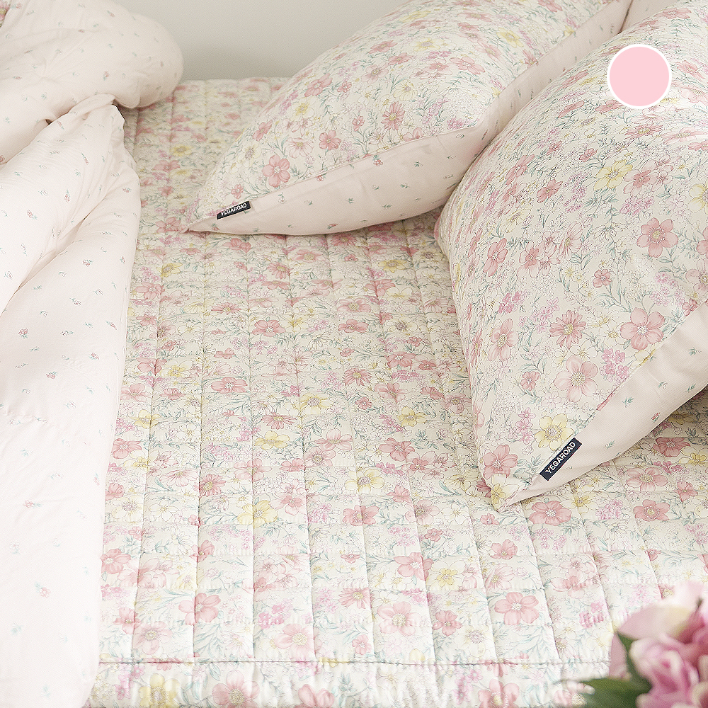 국내 생산 텐셀 모달 100 플라워 사계절 누빔 매트리스 침대 패드 SS Q