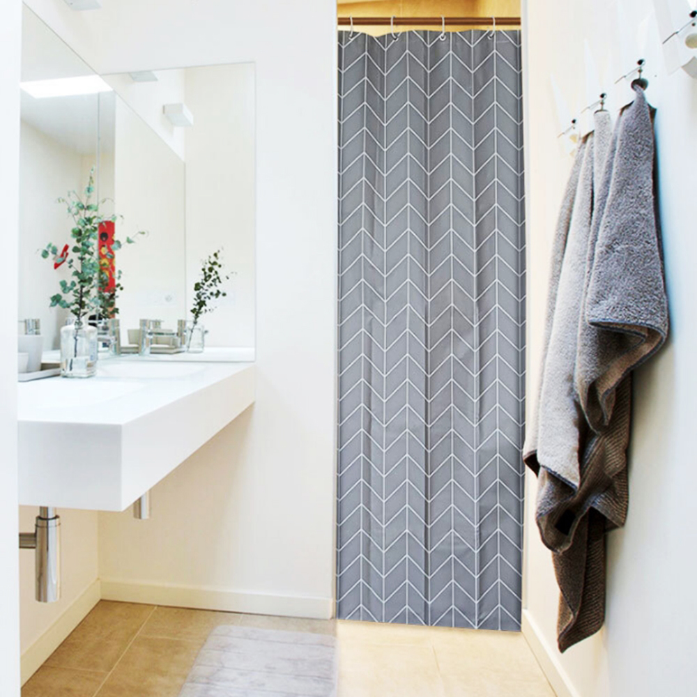 불투명 샤워 커튼 모던 헤링본 방수 욕조 커텐 대형 욕실 가림막 고리 목욕