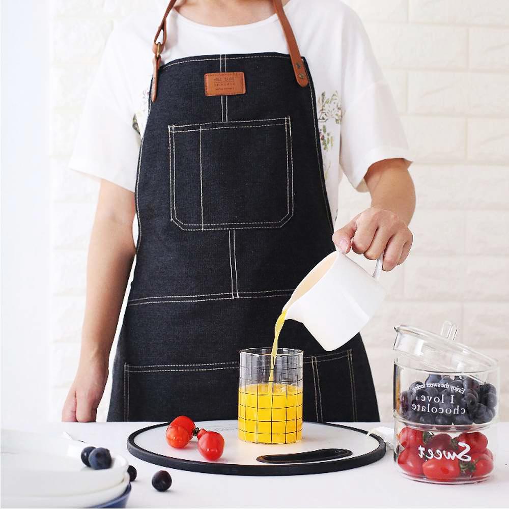 블랙 앞치마 바리스타 가죽 패치 커피 식당 미용실 깔끔한 북유럽