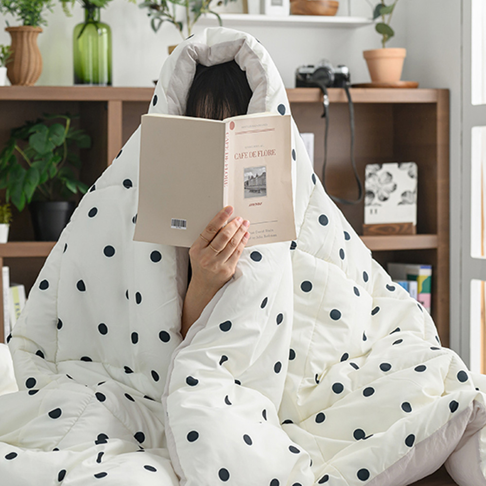 해피니 이불 도트 세미 마이크로 차렵이불 슈퍼 싱글 SS (베이지) 사계절 사계절이불