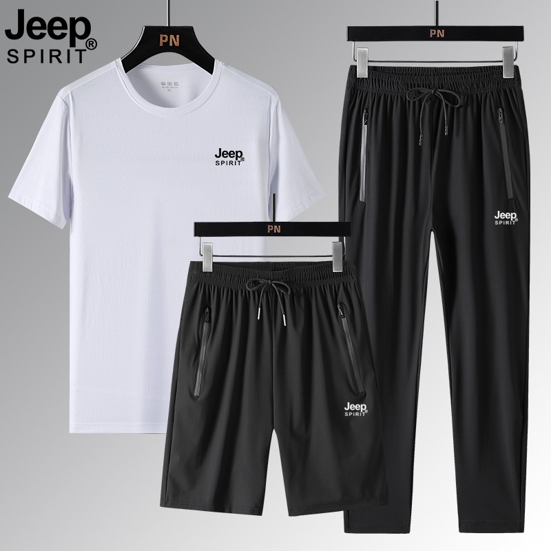 JEEP SPIRIT 여름 캐주얼 트레이닝복 세트 반바지 반팔티 조거팬츠 스포츠 운동복 - 상세 이미지 3